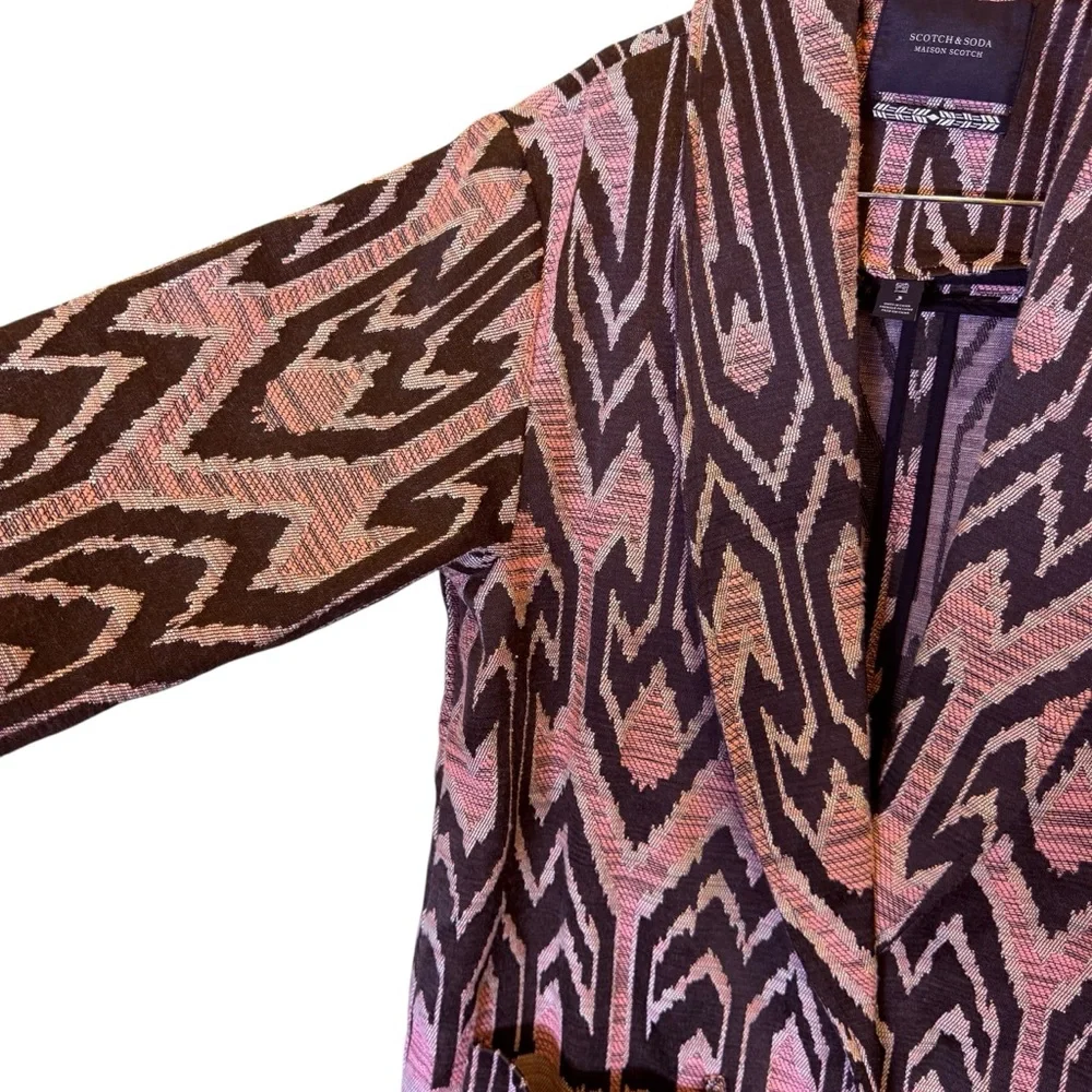 Scotch & Soda Pink and Brown Aztec Jacquard Blazer sz L - Picture 4 of 11